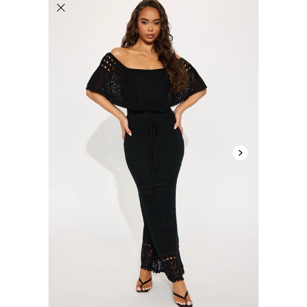 Fashion Nova Black Crochet Pencil Skirt